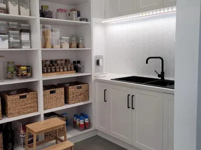 LED strip lighting in residential pantry