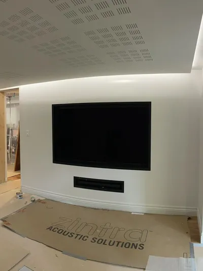 TV wall mount with LED cove lighting